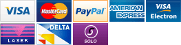 We accept VISA, MasterCard, PayPal, AMEX, VISA Electron, Laser, Delta and Solo